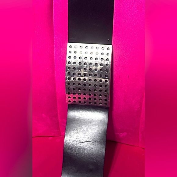 3” Thick Giuseppe Zanotti Vintahe Leather Belt with Silver Buckle Detailing - Picture 1 of 2